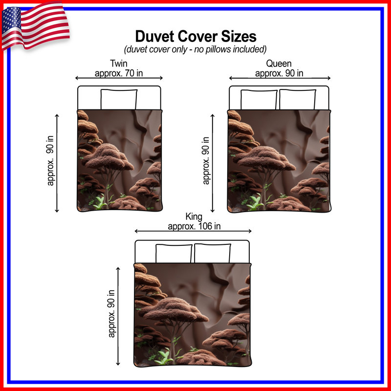 Brown Textured Trees Duvet Covers, King