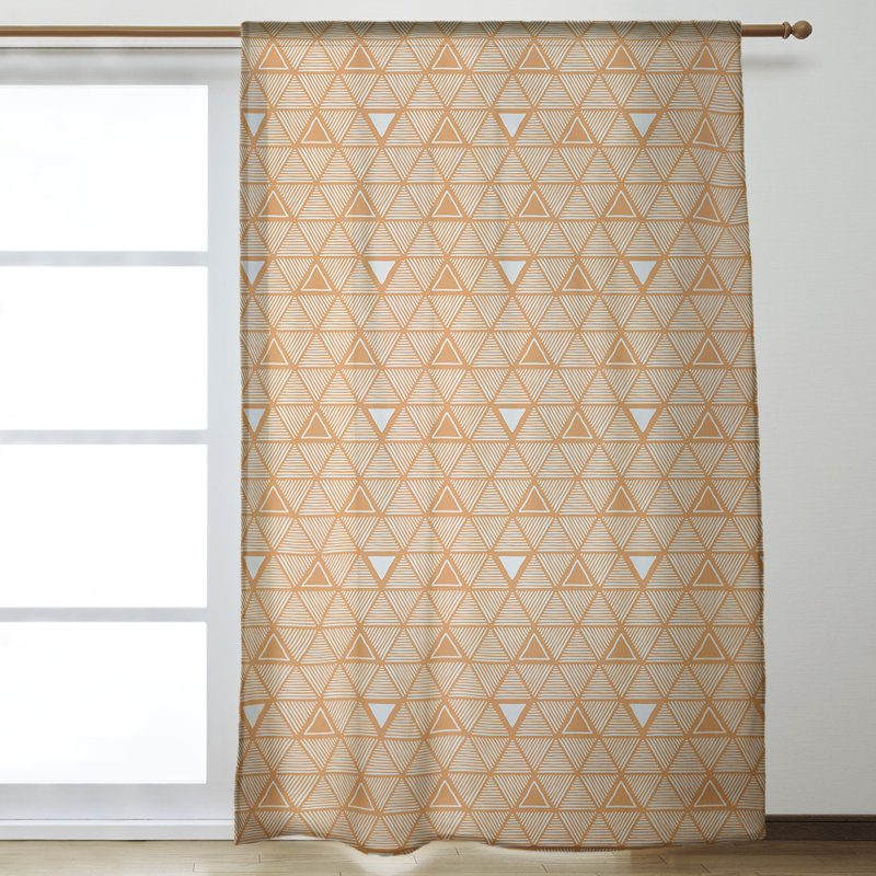 Panneau de rideau simple obscurcissant et isolant avec passe-tringle classique à motif de triangles dessinés à la main