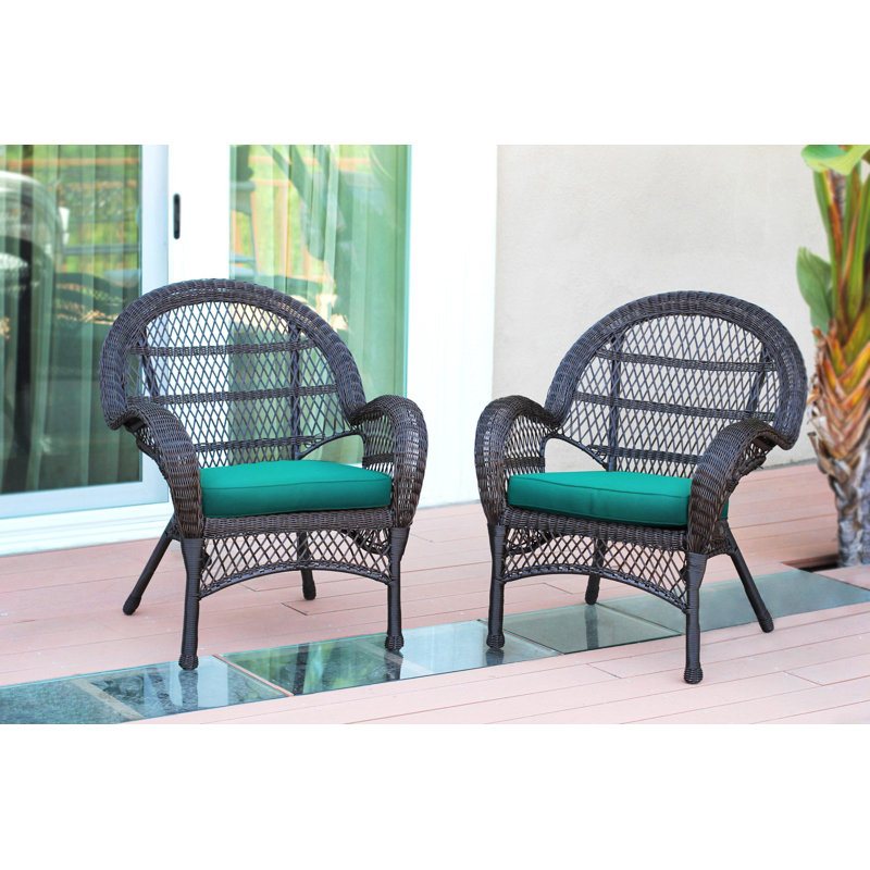 Maltby Wicker Outdoor Lounge Chair, Espresso, Turquoise