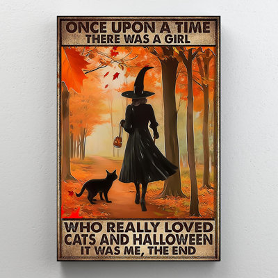 Impression sur toile, "A Girl Who Really Lown Cats And Halloween"