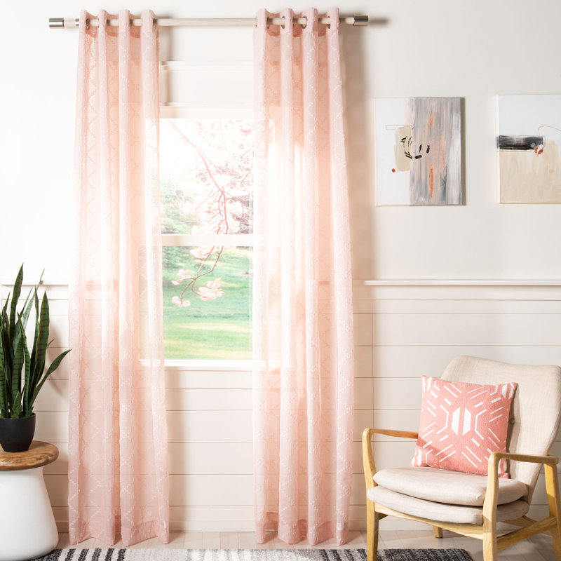 Kogan Semi Sheer Curtain Single Panel, 52" W x 84" L, Pink
