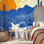 Papier peint auto-adhésif mural, adhésif, adhésif, rétro, adhésif, désert, Boho, cactus mexicain, soleil, bleu, 69 po x l 96 po-237932981