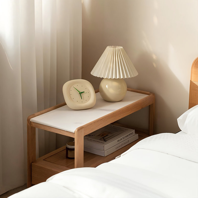 Simple Solid Wood Movable Side Table