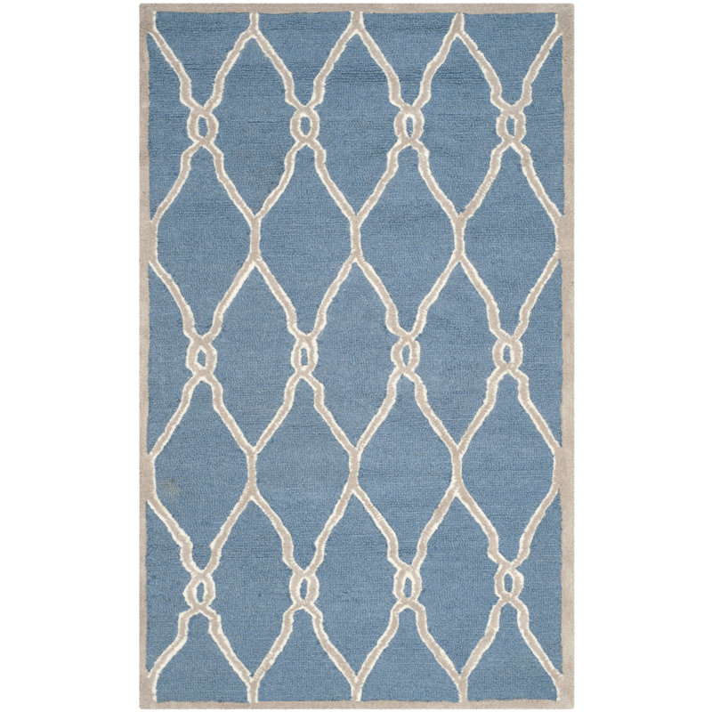 Albatross Geometric Wool Hand Woven Area Rug, Rectangle 152 x 244 cm