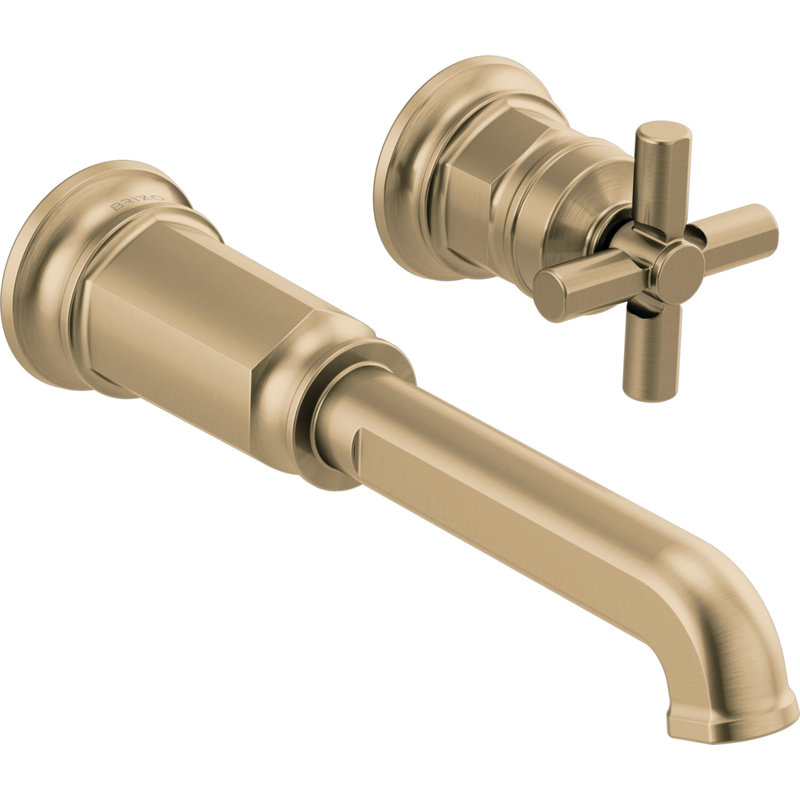 Invari® Single-Handle Wall-Mount Lavatory Faucet - Less Handle, Cross, Luxe Gold