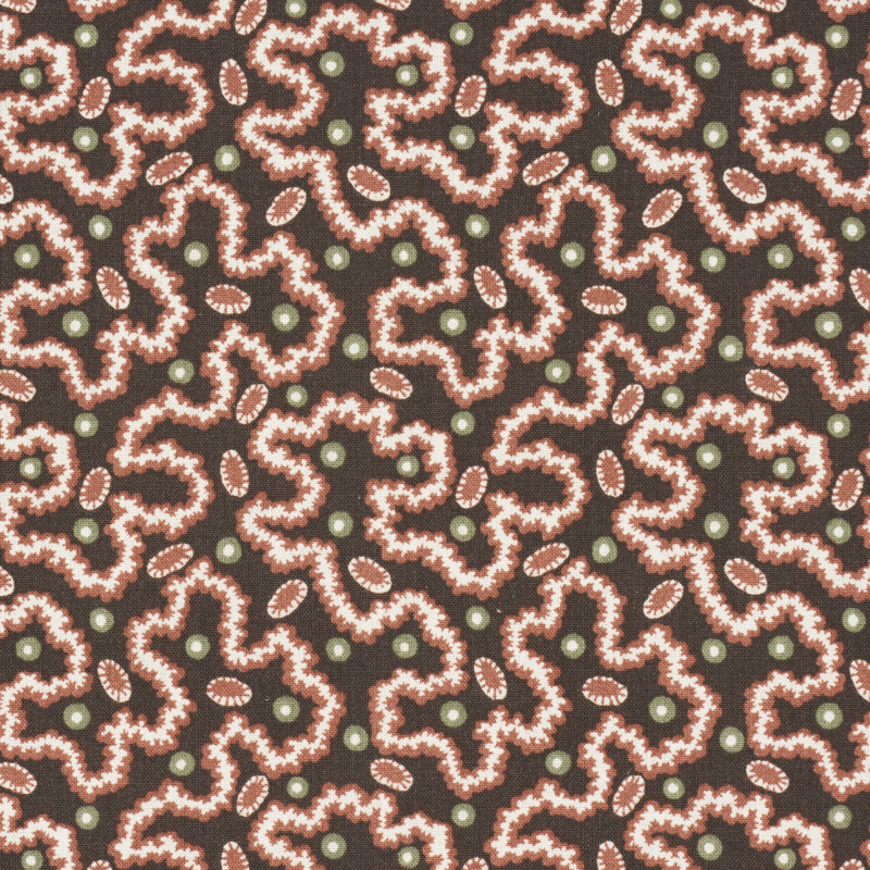 Tissu Leonie Vermicelli, Sépia