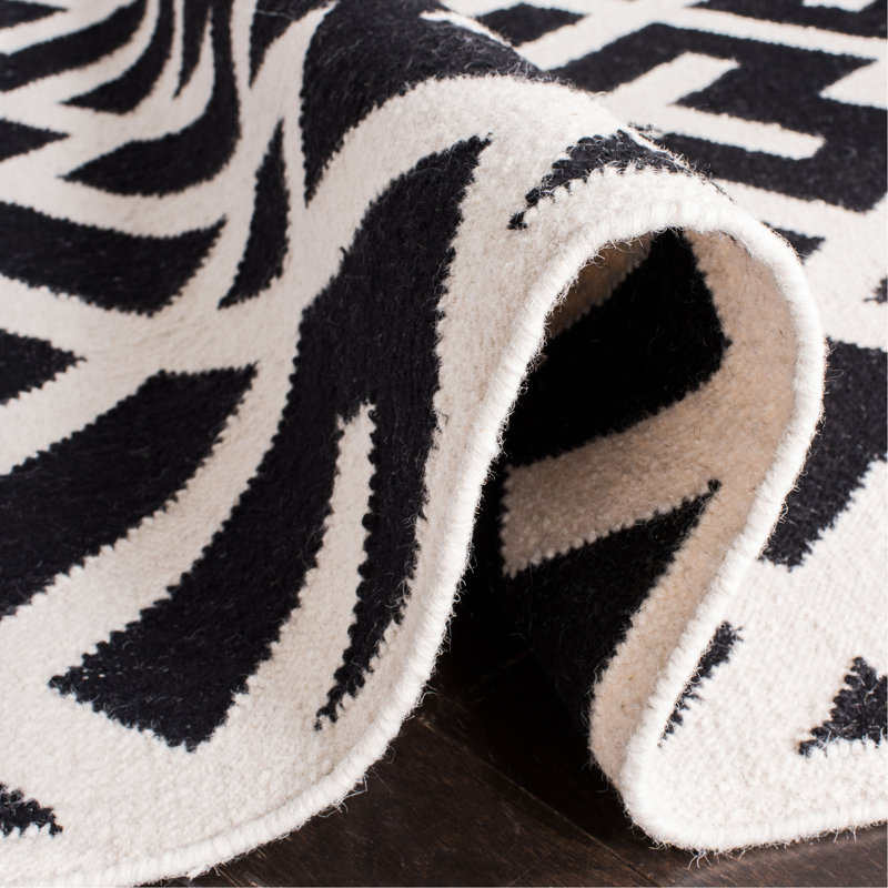 Tapis géométrique en laine et en coton tissé à la main et à plat Rodgers, Rectangle 4pi x 6 pi