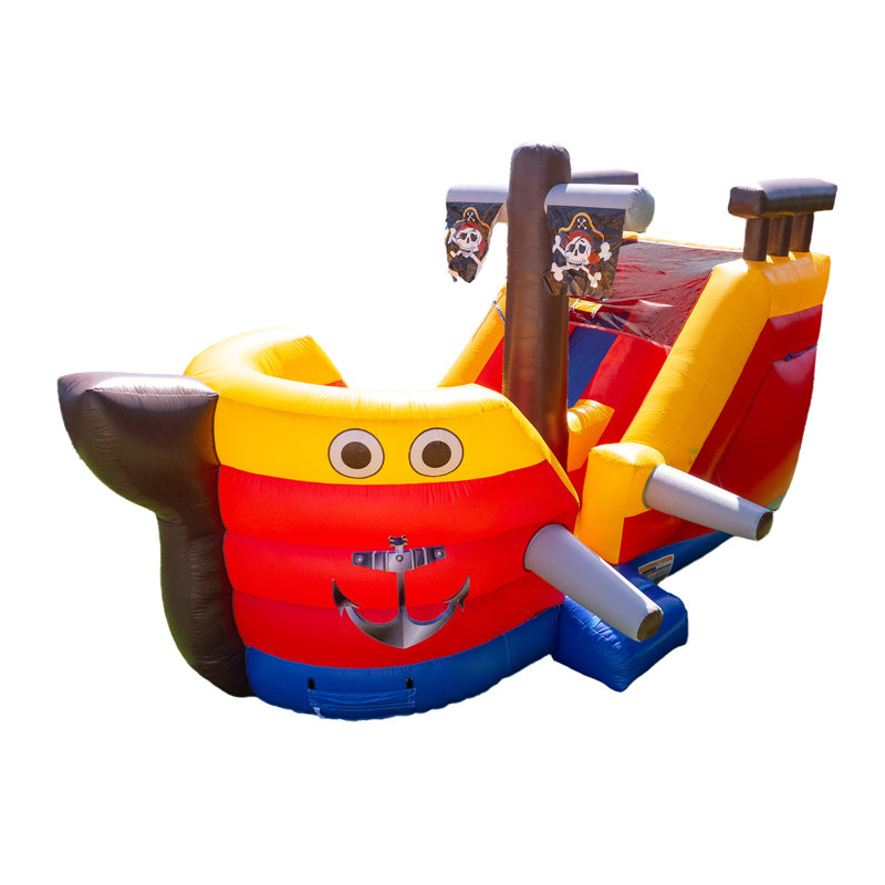 JumpOrange 15 FT Pirate Ship Inflatable Water Slide & Bounce House for Kids with Blower, Commercial Grade