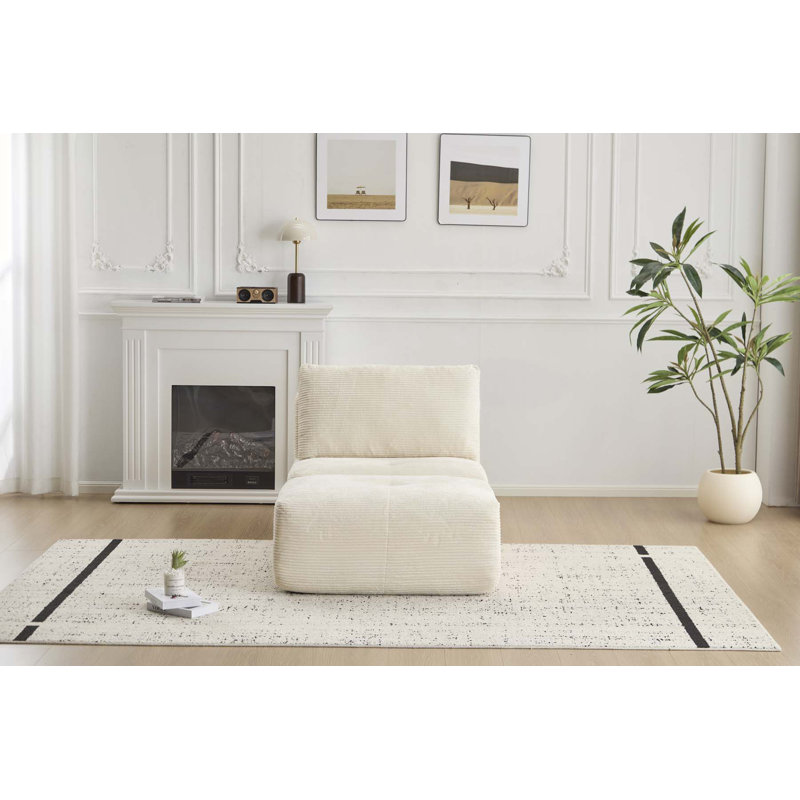 Canapé moderne en mousse à mémoire de forme avec velours côtelé et repose-pieds mobile, Beige