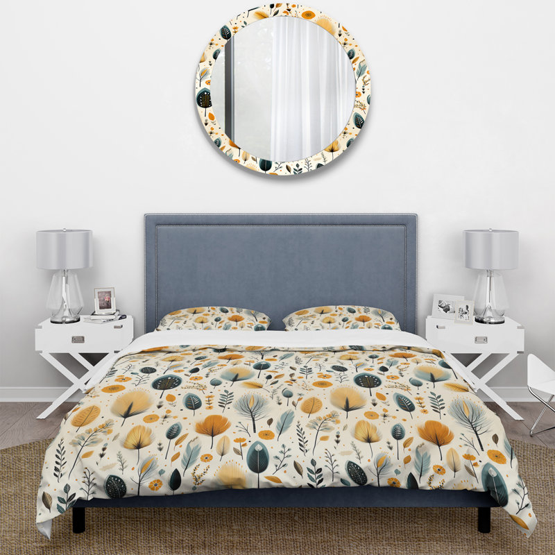 Motif bohème d'inspiration naturelle - ensemble de housse de couette botanique - microfibre de polyester