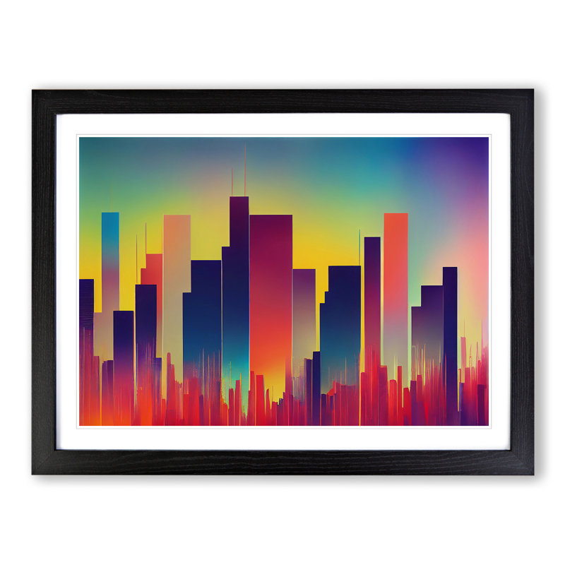 Snazzy Skyscraper Skyline Abstract - Framed Print, Black, 25cm H x 34cm W x 2cm D
