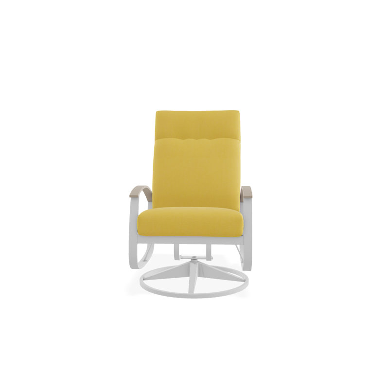 Chaise de patio pivotante avec coussins Askar, Jaune 43A, Désert P60, Blanc brillant