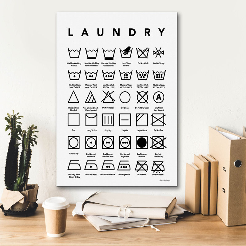 «Laundry Symbols» par Seven Trees Design, art mural sur toile, H 26 po x l 18 po x 1,5 po