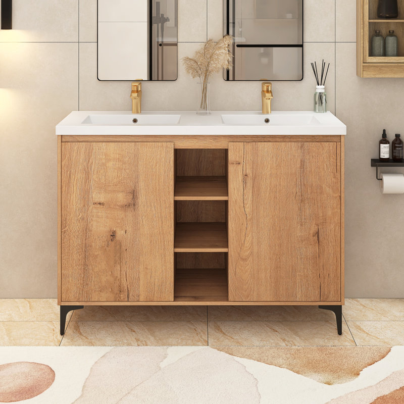 Ensemble de meuble-lavabo autoportant 47,6 po avec plateau en résine