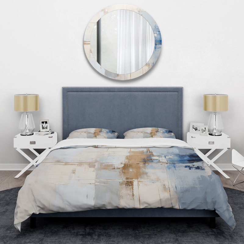 Peinture blanche et bleue Fusion - ensemble de housse de couette peinture abstraite