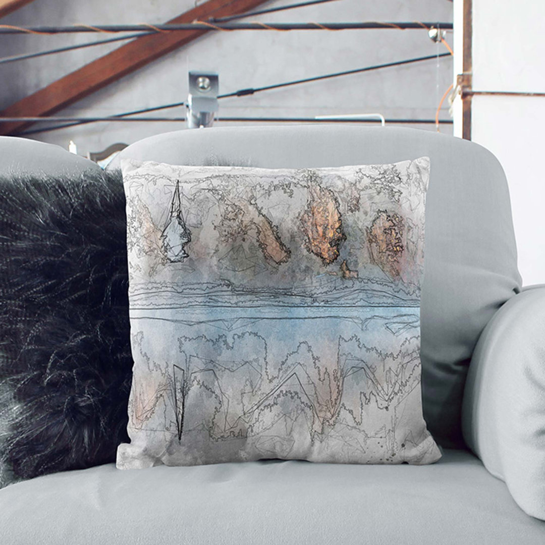 Church & Forest in the Lake Cushion with Filling