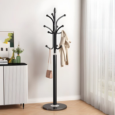 Heavy Duty Coat Rack Stand For Hanging Clothes, Hats, Bags - Sturdy Metal Floor Garment Rack For Bedroom, Living Room, Entryway