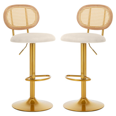 Atlis Swivel Upholstered Adjustable Height Counter Stool with Metal Frame