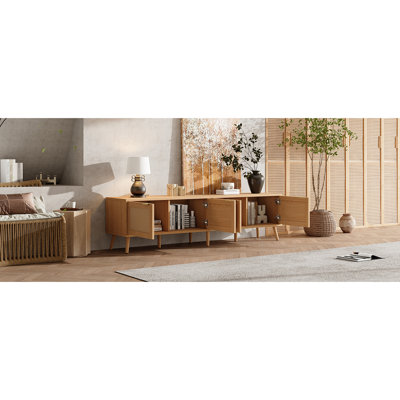 Meuble télé de 80 pouces compatible avec 70 pouces, portes, espace de rangement et trous de câbles pour meuble de divertissement avec portes et téléviseurs, centre spacieux