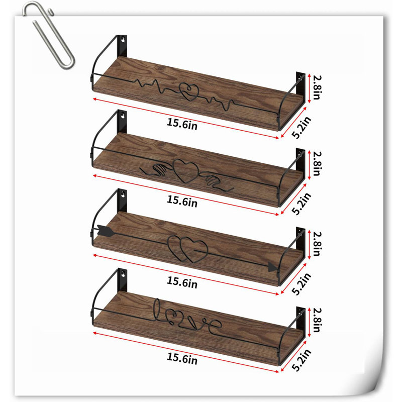 Tablette flottante en bois 4 pièces Kailo
