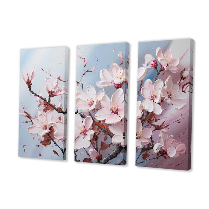 «Pink Magnolias», ensemble d'art sur toile, H 28 po x l 36 po x P 1 po