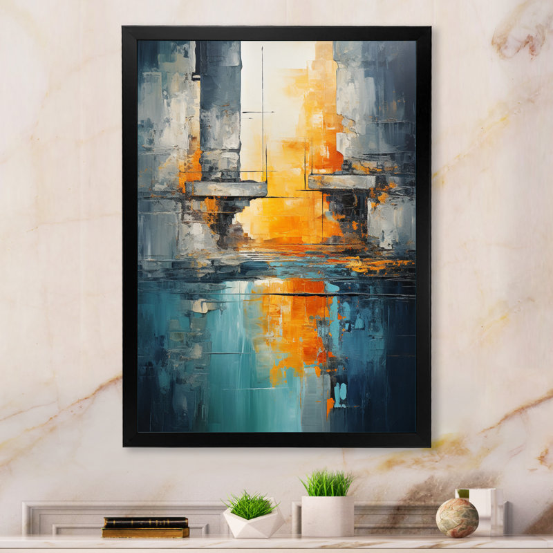 «Green Orange», Bold Abstract Flow Collage I - Collages abstraits, impressions sur toile, H 32 po x l 16 po x P 1 po