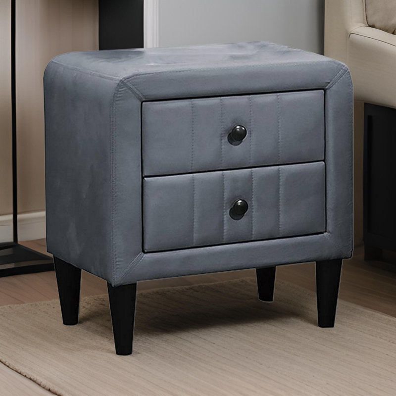 Table de chevet 2 tiroirs Healy, Gris clair