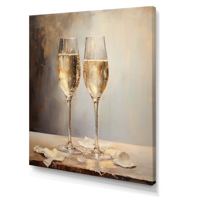 Champagne Flute Fantasies V sur toile, H 20 po x l 12 po x P 1 po, Toile tendue
