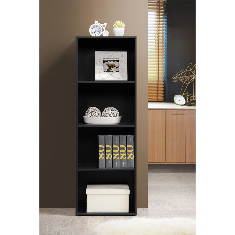 Bessan Bookcase, Black, (4 Shelves) 47" H x 16" W x 12" D