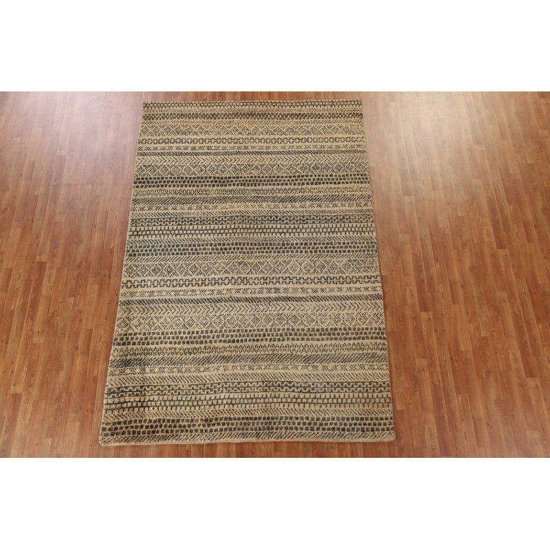 Tapis marocain en jute et laine noué à la main 7 x 10