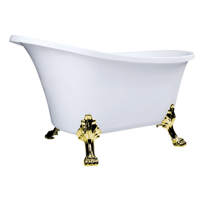 Baignoire de trempage autoportante en acrylique 51 po. X 28 po., Laiton poli