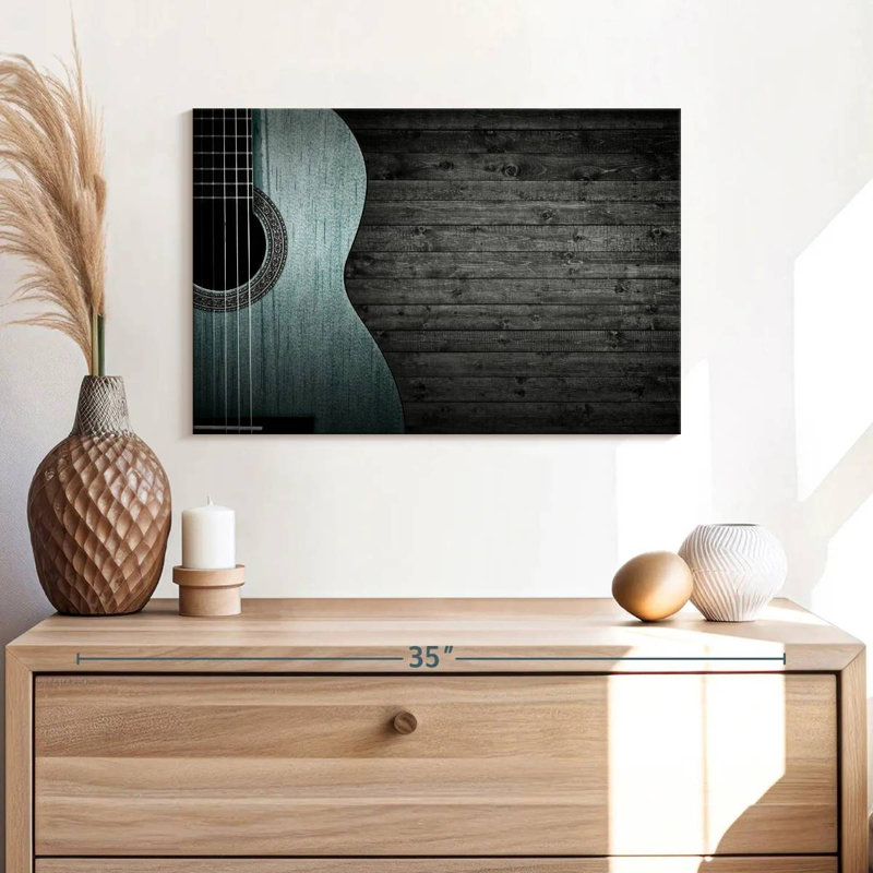 Abarca Vignette, guitare bleue, H 8 po x l 12 po