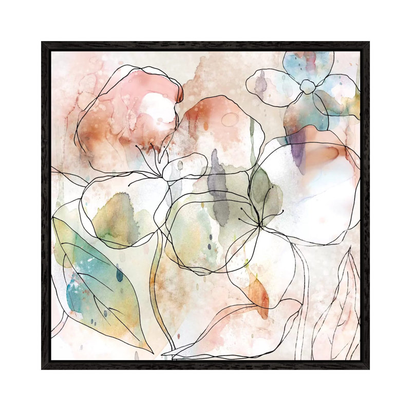 Floral Flow I by Carol Robinson - Painting on Canvas, Black Framed Canvas, 66.04 cm H x 66.04 cm W
