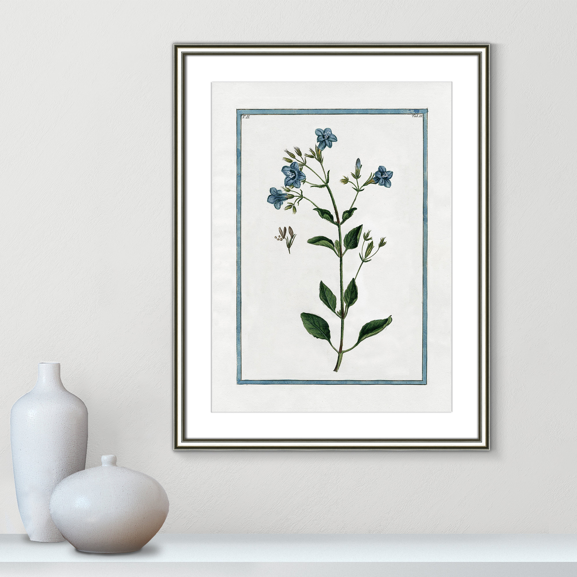 Shabby Elegance Botanical II - Framed Art, Silver Framed, 18.25" W x 24.25" H