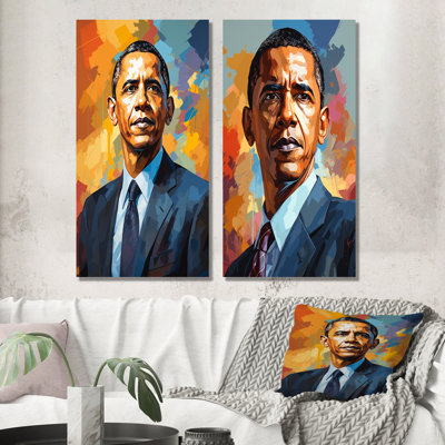 Popart Obama Portrait - President/Political Wall Art Prints Set Of 2