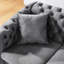 Canapé en velours 84 po 3 avec accents en acier inoxydable gris et or, canapé de 84 po-121047507