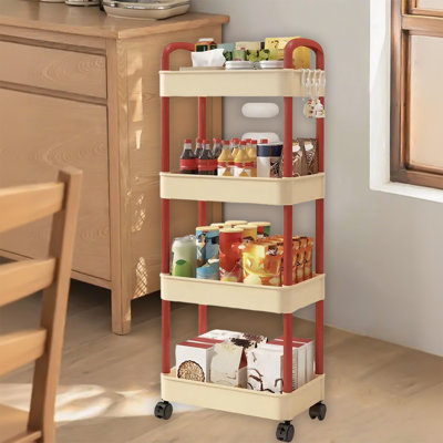 Kitchen Storage Cart 4-layer Black With Armrests Storage Rack Bathroom Toilet Toiletries Storage Cart