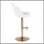 Tabouret de bar réglable avec pivot en métal doré et similicuir blanc avec repose-pieds rond en T - ensemble de 2-69035696-69035699