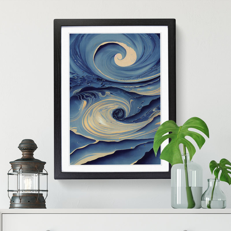 Ocean Sea Abstract Art Vol.5 - Picture Frame Print, Black, 64cm H x 46cm W x 2cm D