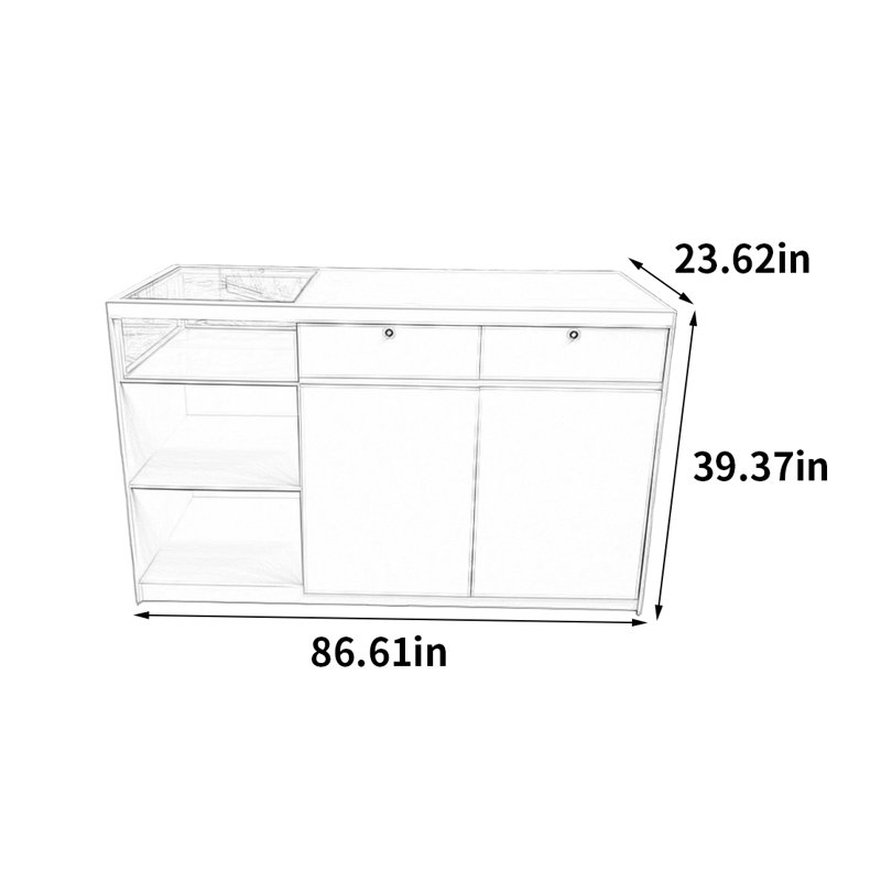 Armoire pour îlot central Simple Fashion, H 39,37 po x l 86,61 po x P 23,62 po