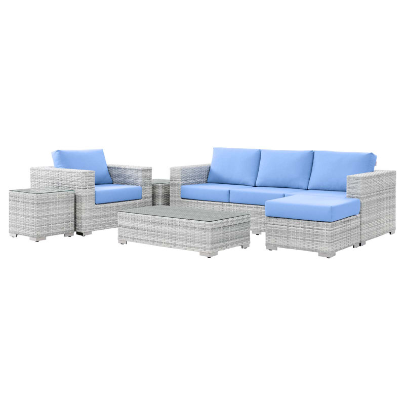 Modway Convene 6-Piece Outdoor Patio Set, Light Blue