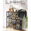 Étagère à chaussures inclinée à 4 niveaux, range-chaussures avec pieds réglables, étagère à chaussures mince avec plateau en bois et structure en métal, noir-493121281