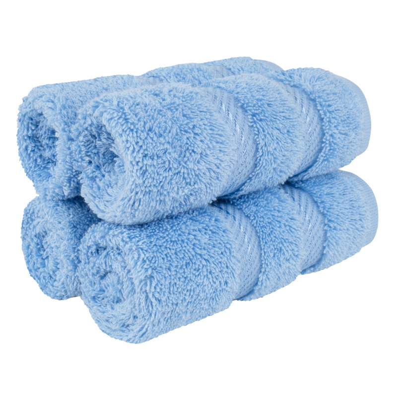 Darcelle 100% Cotton 4-Piece Turkish Washcloth Set, Sky Blue