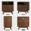 Ensemble de 2 tables de chevet modernes du milieu du siècle avec station de recharge, 2 tiroirs et poignées dorées, noyer-2115297854