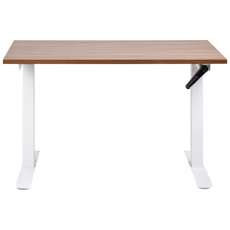Nateasha Adjustable Metal Base Standing Desk, 119cm H x 120cm W x 72cm D, White, Brown