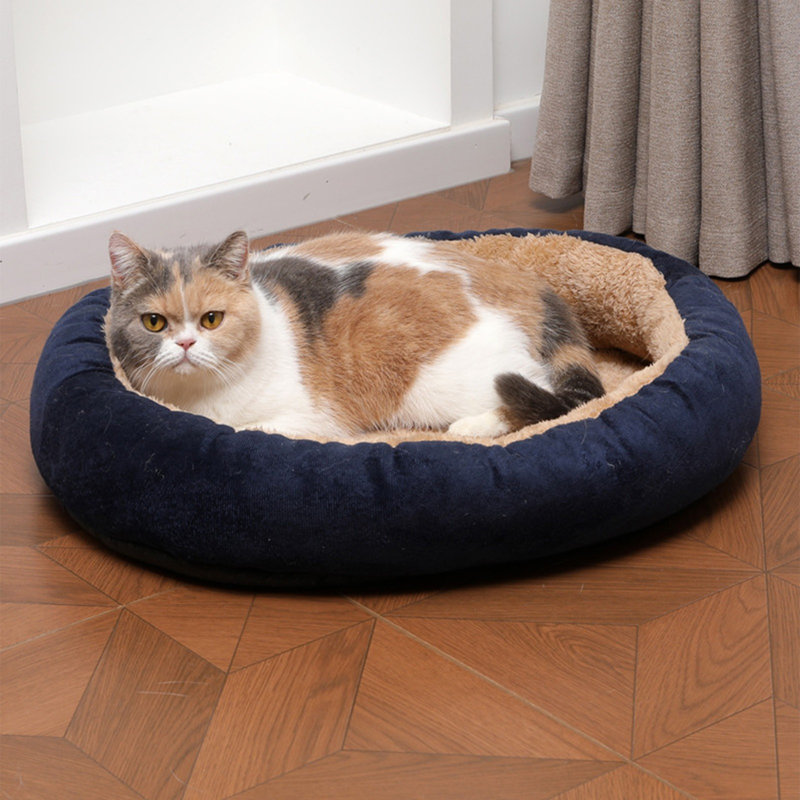 Coussin ovale en peluche pour chien avec chats 19,7 x 15,7 po