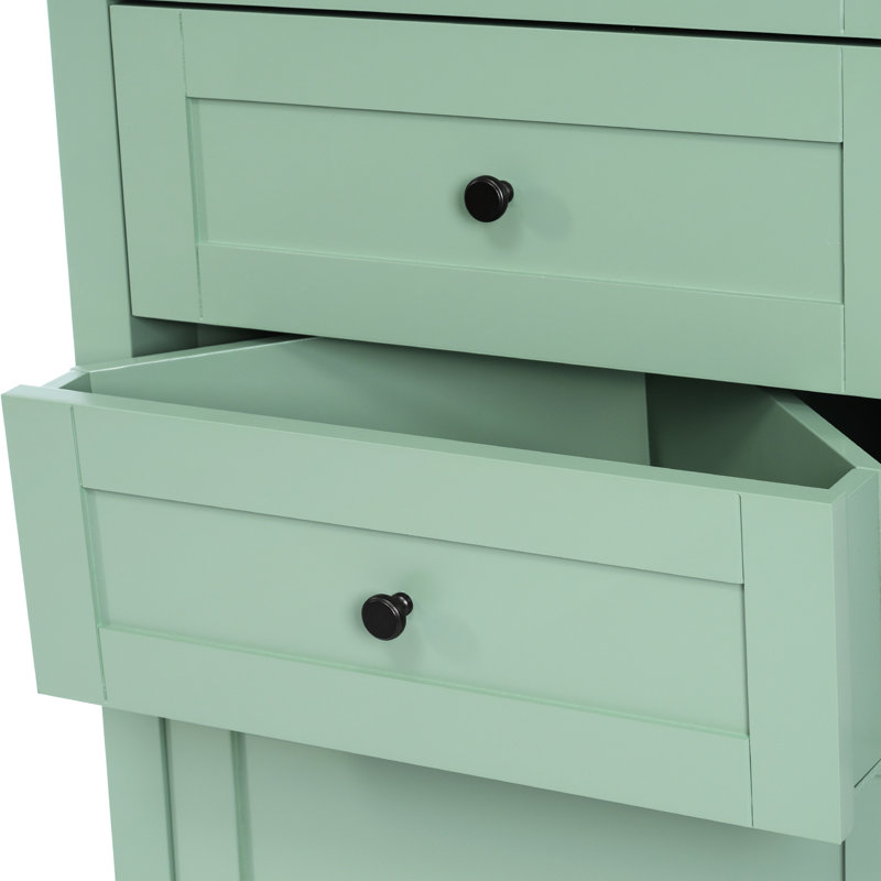 Armoire haute triangulaire avec 3 tiroirs et tablettes réglables, Vert