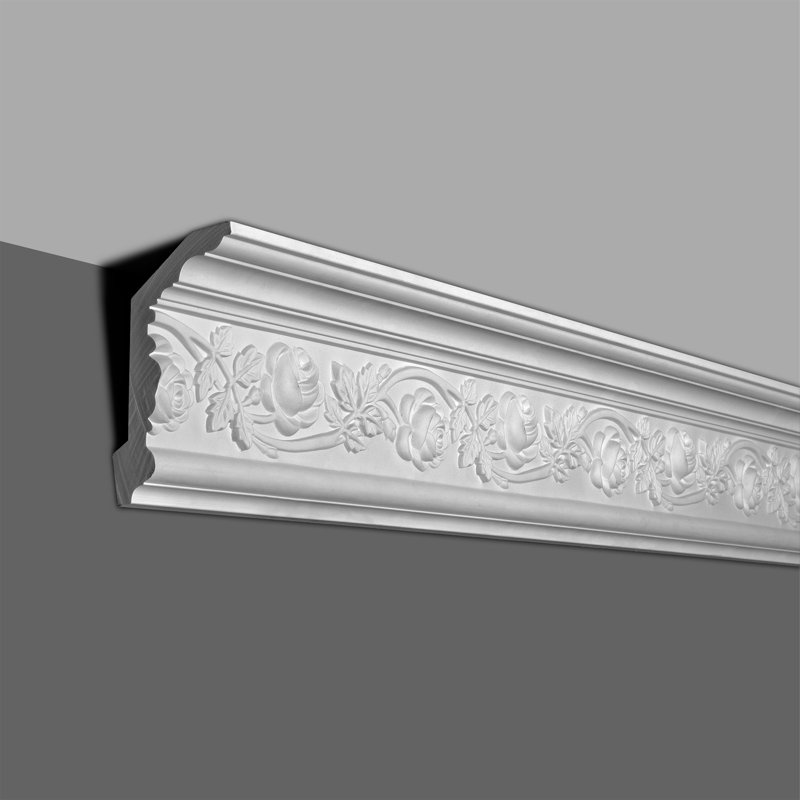 Primed White Polyurethane Floral Crown Moulding Set