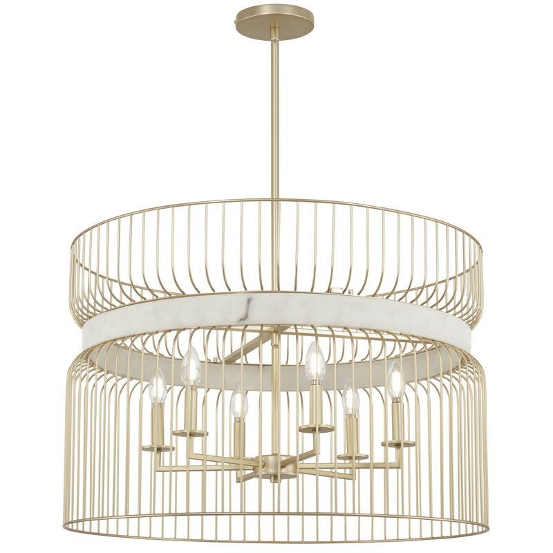Everly Quinn Park Slope Nouveau Gold With White Pendant Light