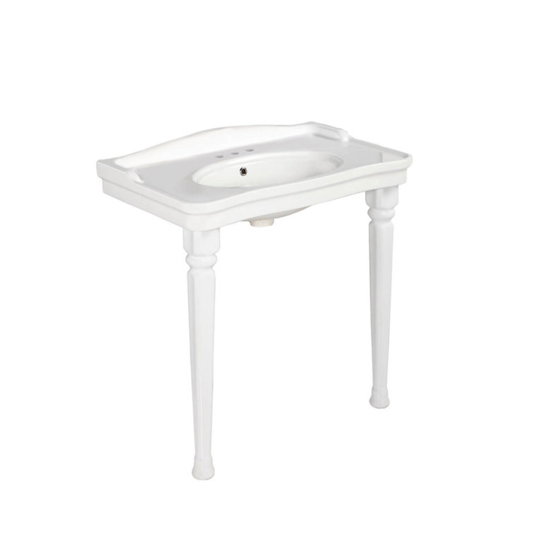 WS Bath Collections Antique 19.7'' Glossy White Ceramic Rectangular Bathroom Sink with Overflow